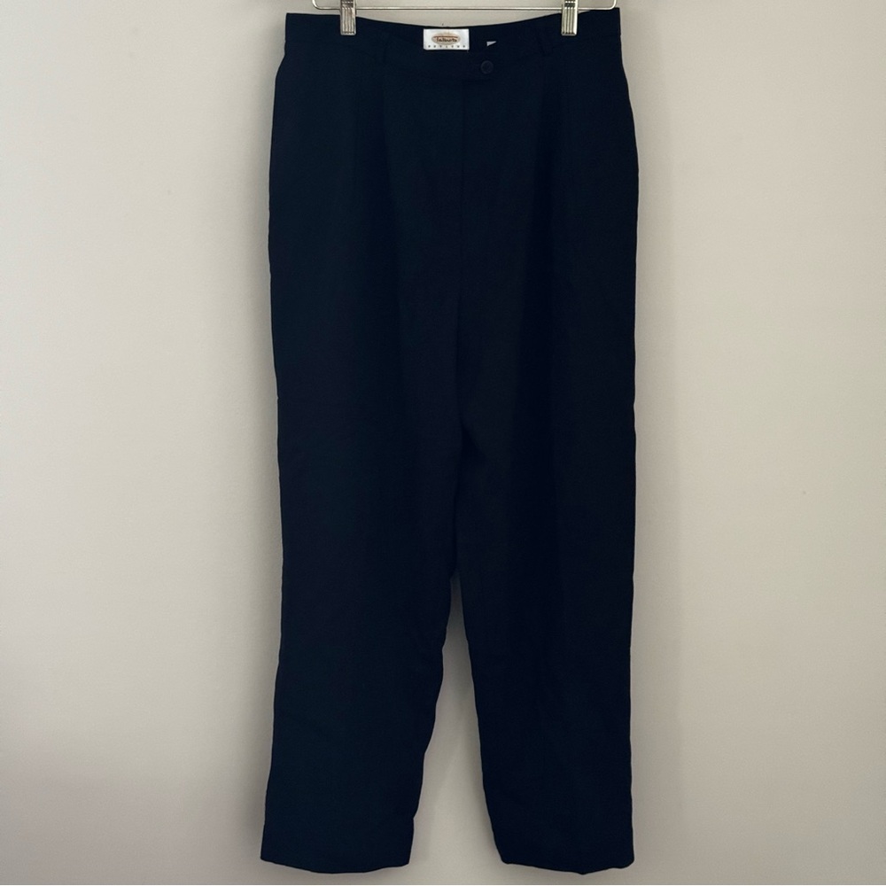 Talbots Petites Women’s Black Vintage 100% Wool Pleated Pants Trouser Size 14